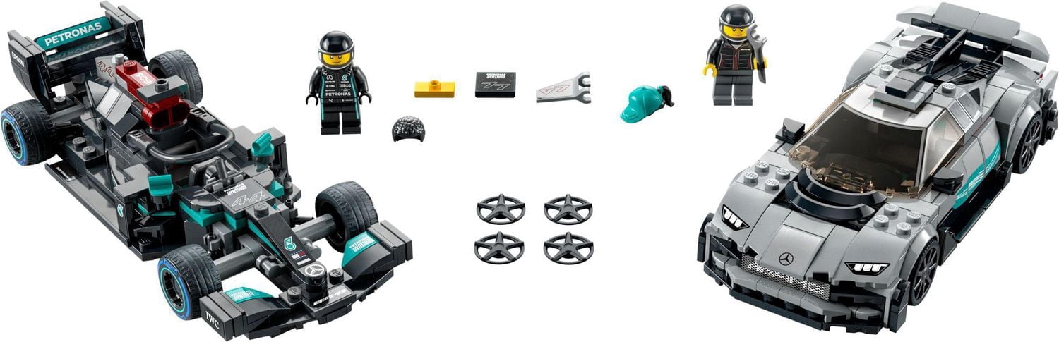 LEGO Speed Champions Mercedes-AMG F1 W12 E Performance & Mercedes-AMG Project One Toy Cars, Sports Car Model Building Kit, Collectible Race Car Toy, Gift for Kids and Teens, 76909