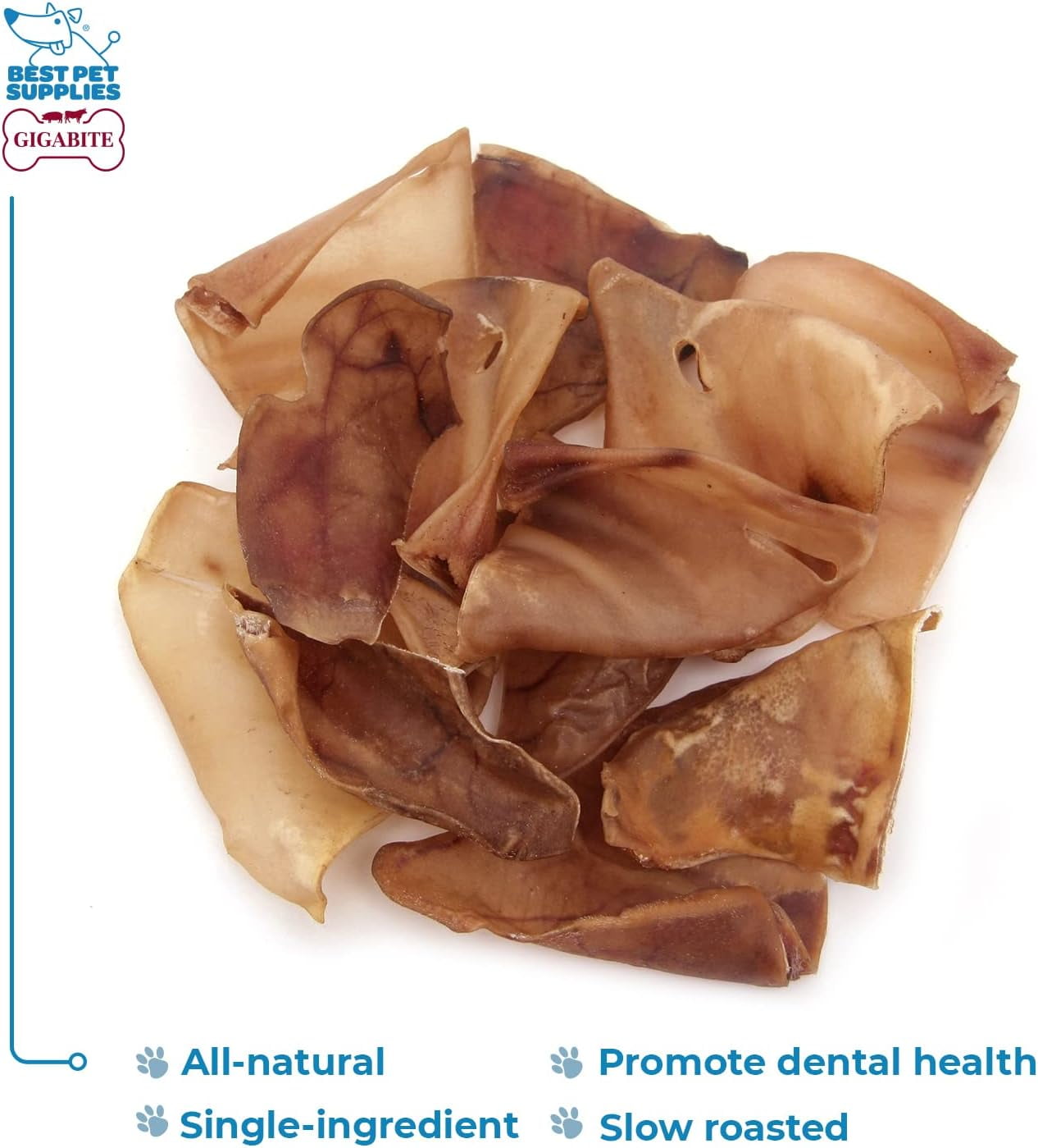 Best Pet Supplies - GigaBite All-Natural Whole Pig Ears for Dogs, 80 Count Box