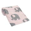 Bedtime Originals Eloise Pink/Gray Elephant Soft Plush Baby Blanket