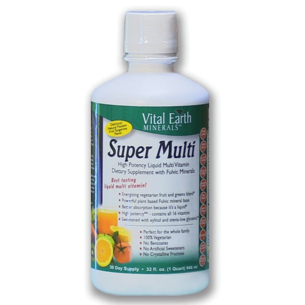 Vital Earth Super Multi High Potency Liquid Multi Vitamin with Fulvic Minerals Natural