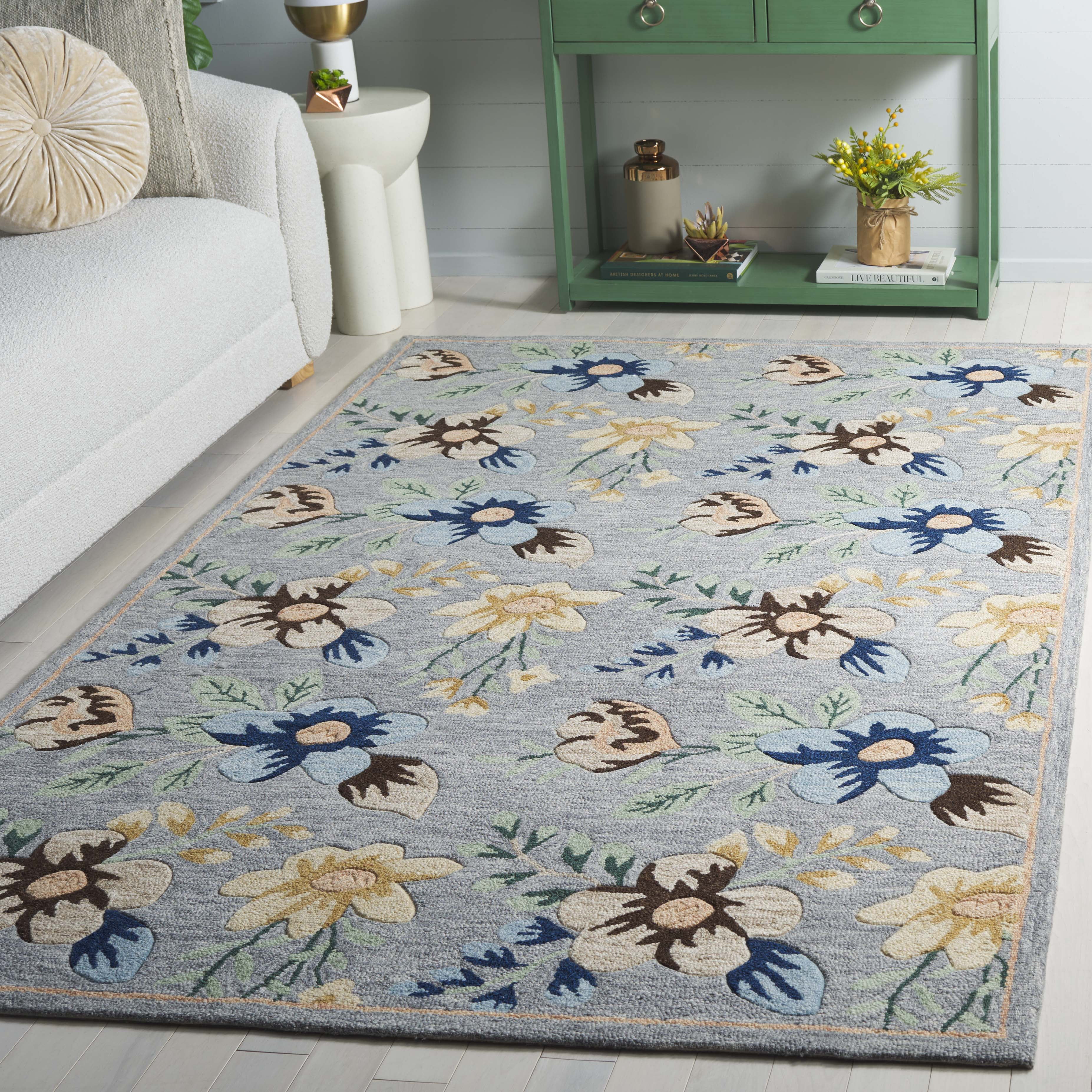 SAFAVIEH Blossom Derren Floral Area Rug, Gray/Blue, 5' x 8'