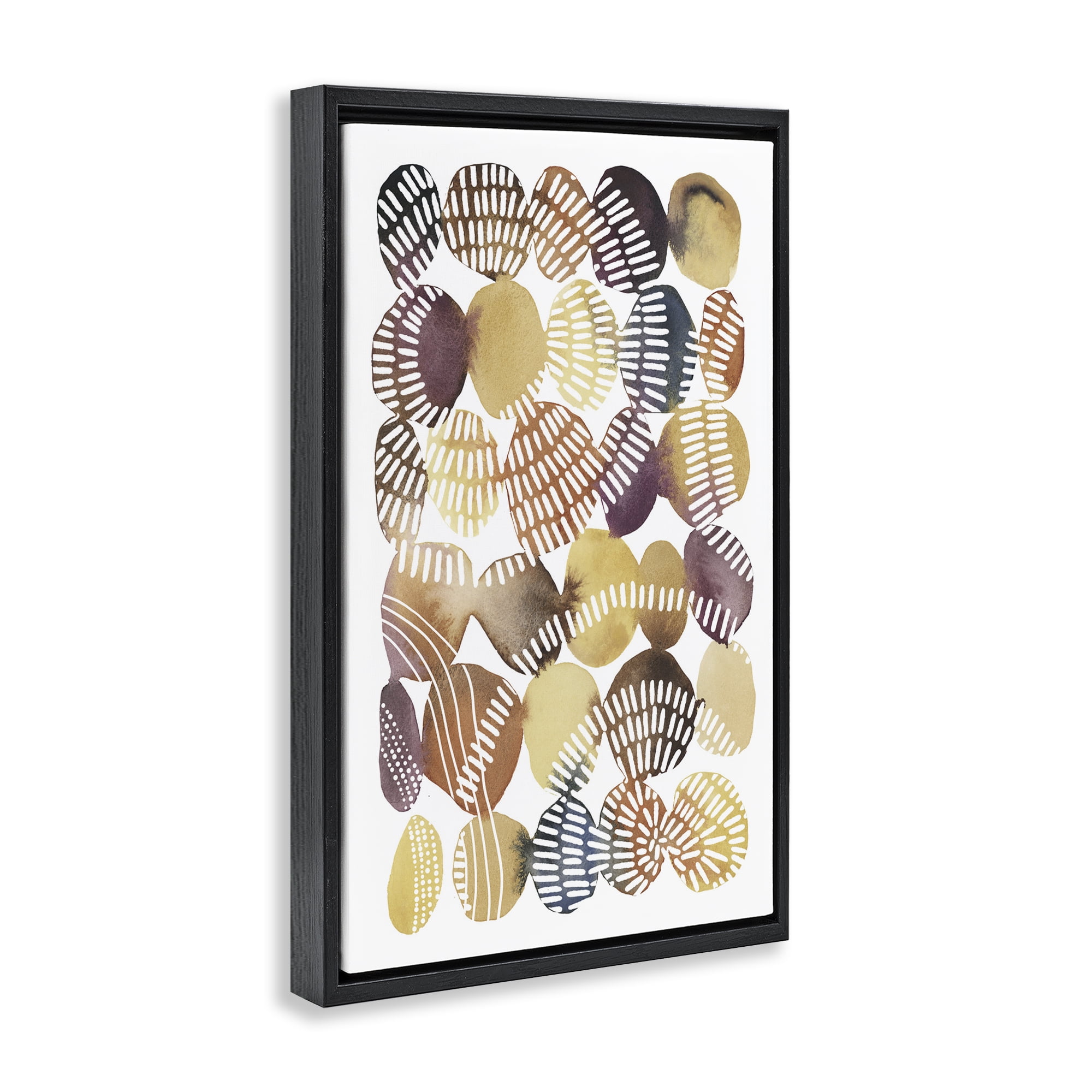 Stupell Industries Southwestern Patterned Pebbles Abstract Painting Black Floater Framed Canvas Art Print Wall Art, 17 x 25