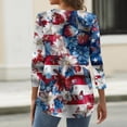 thumbnail image 6 of Women's 250th Anniversary USA Shirt Patriotic American Flag Print V-Neck Button 3/4 Sleeve T-Shirt, 6 of 6