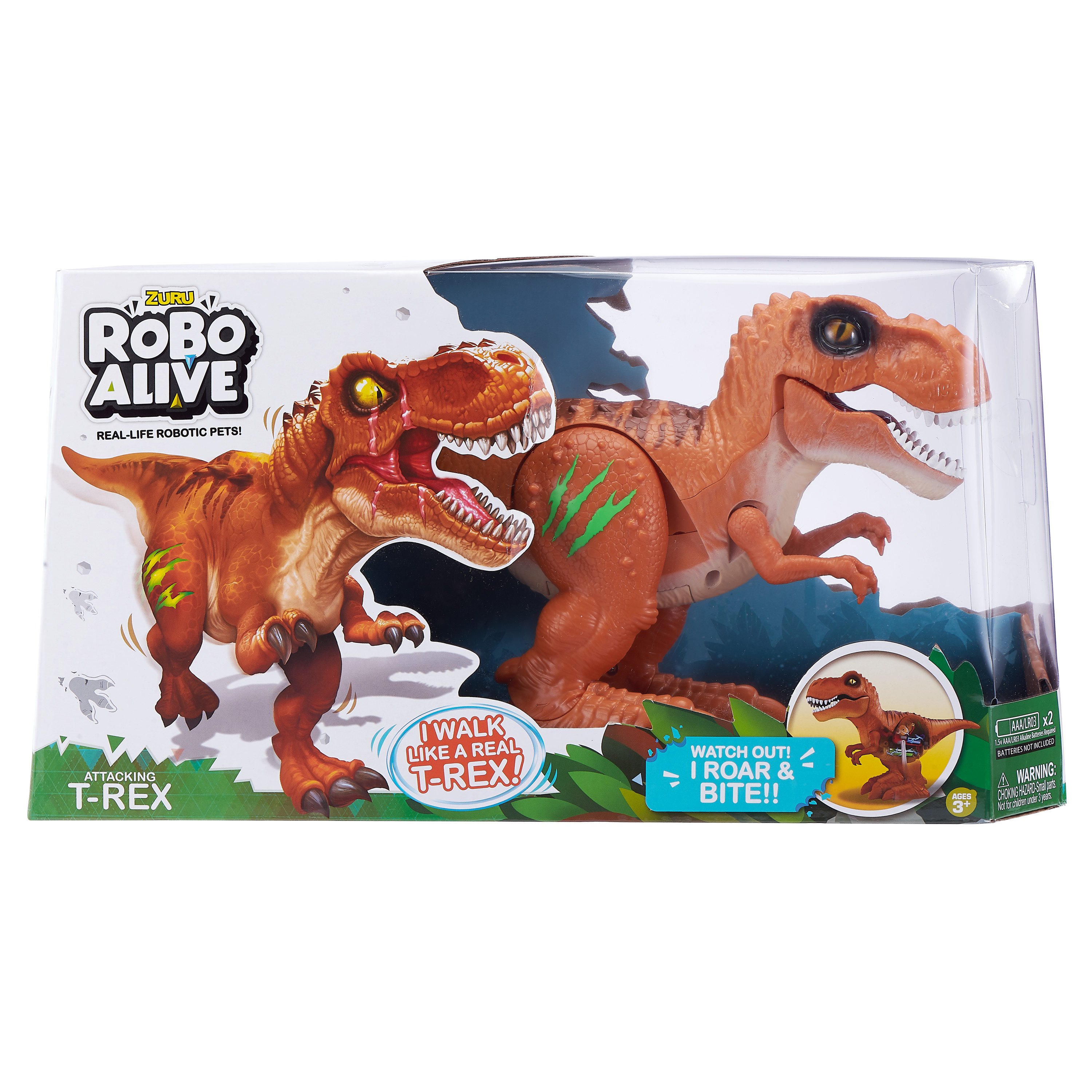 Robo Alive Attacking T-Rex Dinosaur Battery-Powered Robotic Toy by ZURU (Color may vary) - image 3 of 12