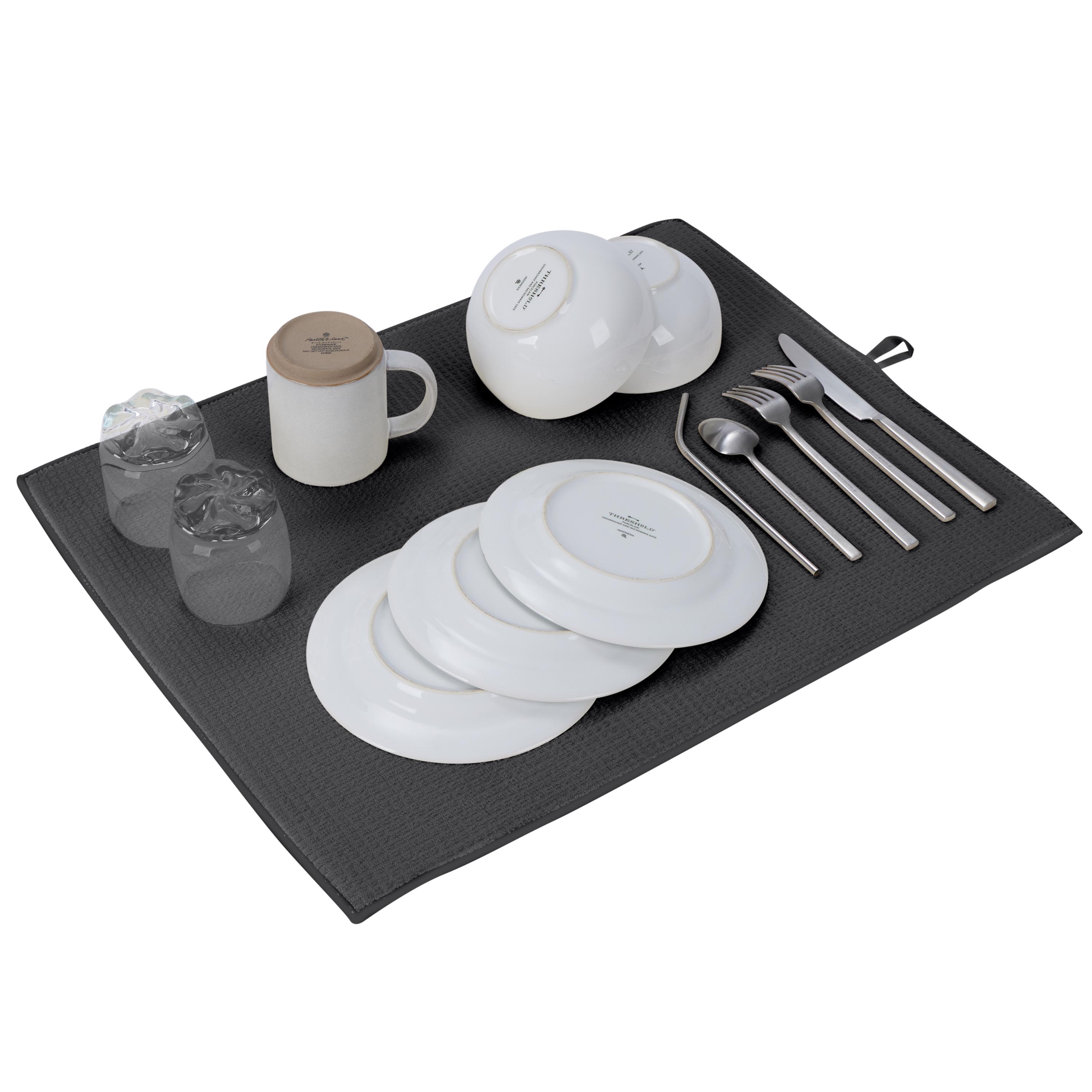 Kitchen Details 2 pack Jumbo Drying Mats in Charcoal
