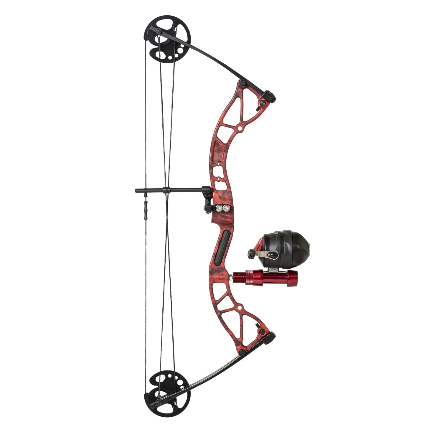 Cajun Bowfishing Shore Runner Compound Bowfishing Bow Ready to Fish Kit  with Arrow Rest, Bowfishing Reel, Reel Seat, Blister Buster Finger Pads, Fiberglass  Arrow 