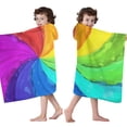 thumbnail image 4 of Rainbow Tie Dye Spiral Pattern Hooded Bath Towel，50"x30" for Ages 3 To 12 Kids, Quick Dry Lightweight Soft Microfiber Hood Beach Towel Cover Up for Kids, 4 of 7