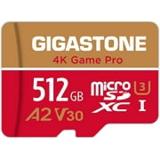 Gigastone 4K Game Pro 512GB Micro SD Memory Card, Nintendo Switch Compatible, Dash Cam, GoPro Cameras, A2 Run App, 4K Video Recording, Micro SDXC R/W up to 100/60MB/s