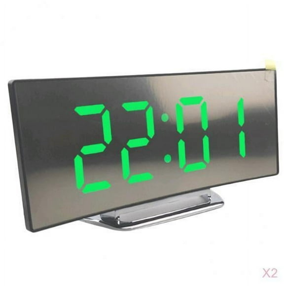 2x LED Reloj Despertador Digital Espejo Reloj Pantalla de Visualización de Tiempo para Decoración para hogar