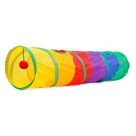 New Funny Cat Tunnel Toy Pet Tent Toy Foldable 2 Holes Colorful Cat Tunnel With Ball Kitten Cat Toy Cat