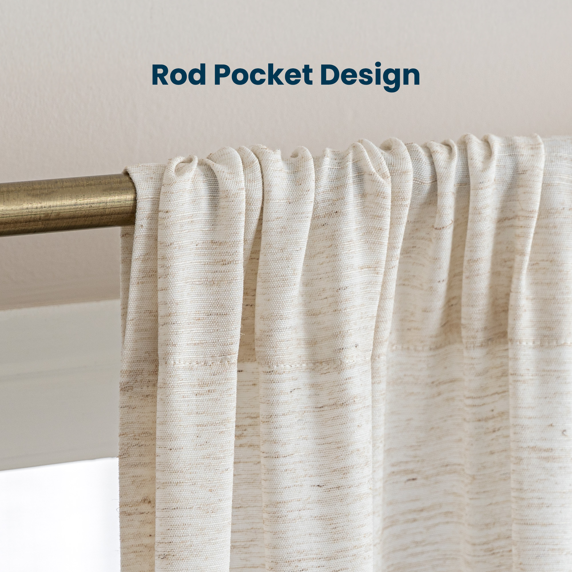 Sleep Zone Flax Linen Blended Sheer Curtains Pack of 2, Semi Panel Curtains Living Room, 52" x 84" Beige