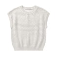 thumbnail image 6 of Dpjklzsn Women's Crochet Open Knit Top, Short Sleeve Round Neck Casual Summer Sweater Shirt, 6 of 6