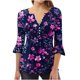 thumbnail image 2 of Fiudx Ofertas Flash Del Día Solo En Línea Camiseta Estampada a La Moda para Mujer, Blusa con Mangas 3/4, Camisetas Informales con Cuello En V, 2 of 5