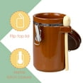 thumbnail image 4 of Home Basics 4 Piece Ceramic Canisters with Easy Open Air-Tight Clamp Top Lid and Wooden Spoons, Brown, 4 of 8