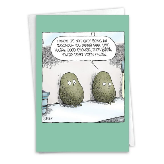 NobleWorks Funny Birthday Greeting Card with 5 x 7 Inch Envelope (1 Card) Bday Ripe Avocados C10094BDG
