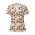 thumbnail image 2 of Uemuo Mushroom Drawing Women's Deep V-Neck Low Cut Tops - Casual Loose Fit with Stainless Steel Loop, Soft, Breathable, Perfect for Office, Travel, and Daily Wear-Small, 2 of 5