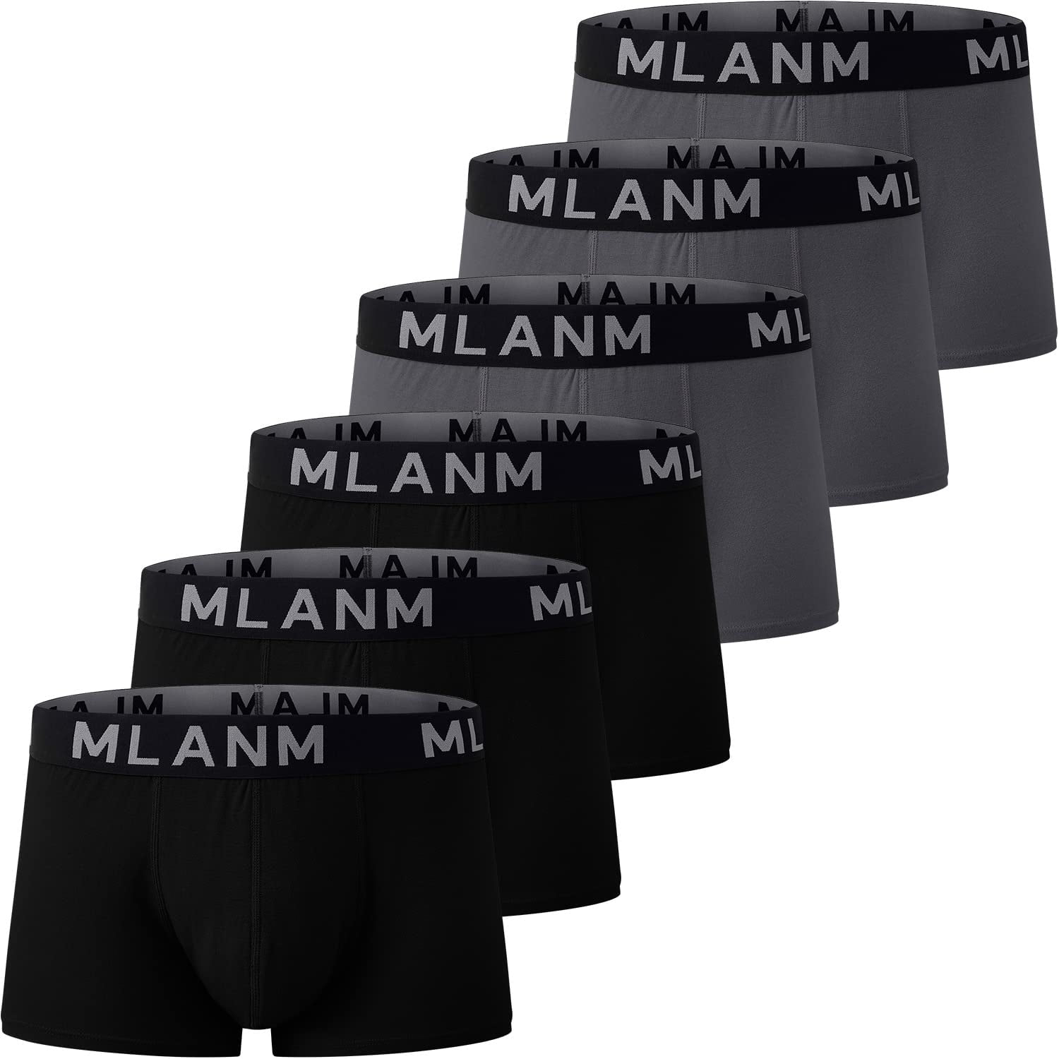 MLANM Men's Moisture-Wicking Underwear Cotton Fitted 6-Pack Boxer Brief ...