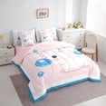 thumbnail image 3 of Homewish Cartoon Rabbit Twin Bedding Sets 7-Piece for Preppy Children,Kawaii Animal Bedding Comforter Set Microfiber,Pink Blue White Breathable Sheet Sets,Breathable Home Decor,Reversible, 3 of 8