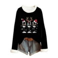 thumbnail image 2 of GaThRRgYP Hoodies for Women,Ladies' Winter Non Positioning Christmas Printed Long Sleeved Coarse Woven Stripe Round Neck Pullover Top Black XXL, 2 of 4