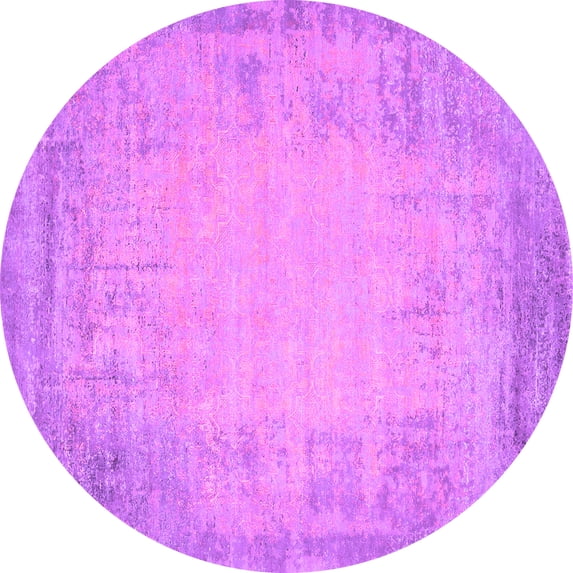 Ahgly Company Indoor Round Abstract Purple Contemporary Area Rugs, 5' Round