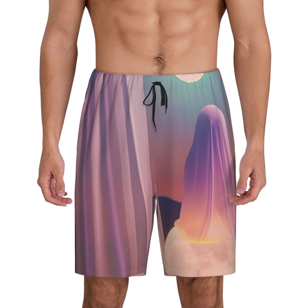 Fotbe Dreamy Moonlit Window Pantalones Cortos de Pijama para Hombre, Ropa de Dormir, Pantalones de Pijama Cortos para Hombre-4X-Large