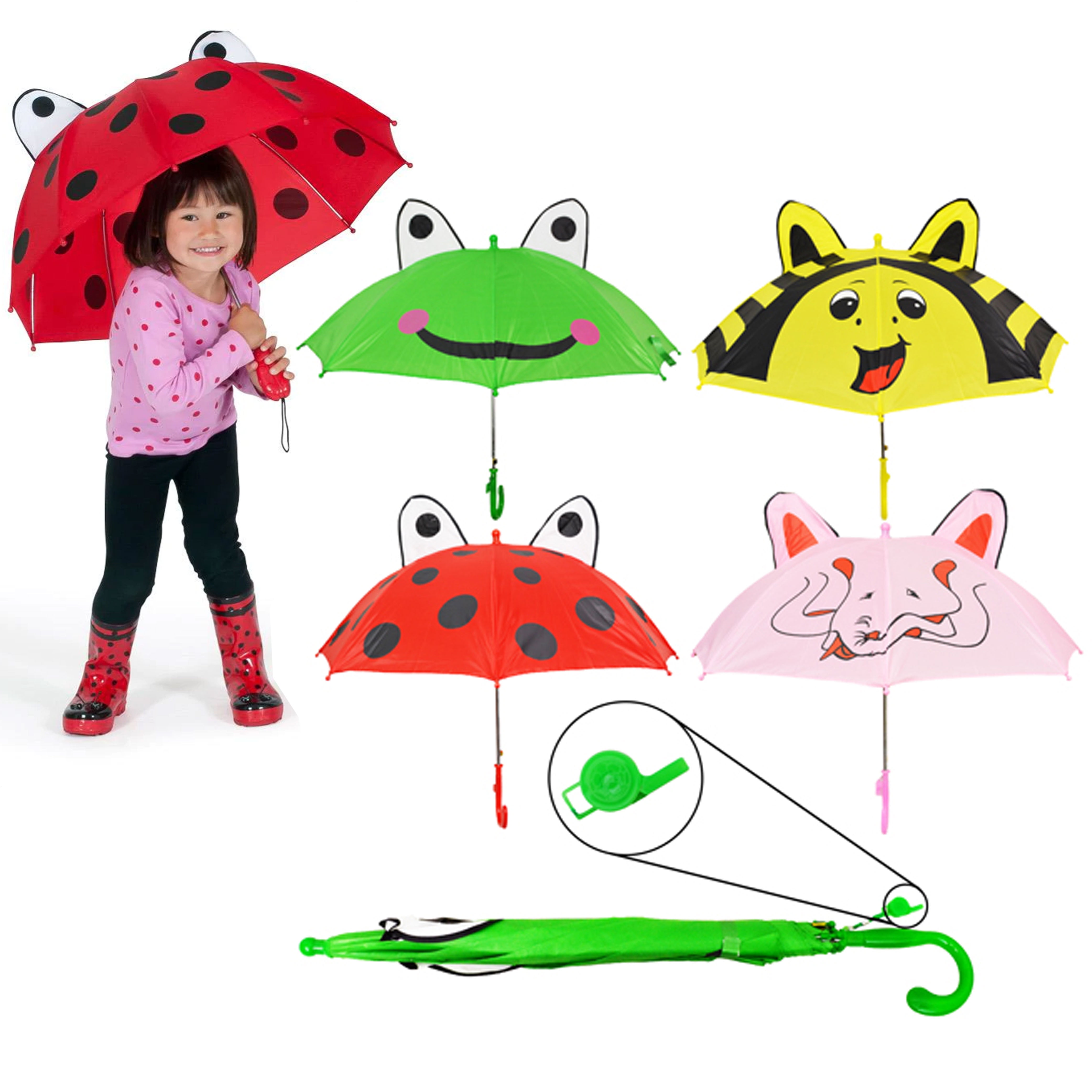 NEW Childrens Childs Kids Automatic Pop-Up Animal EARTH Theme Umbrella Rain 