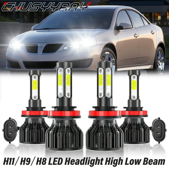 For Pontiac G6 2005-2010 - LED Headlight High Low Beam Bulbs Kit 6000K White Ultra Brighter 4x