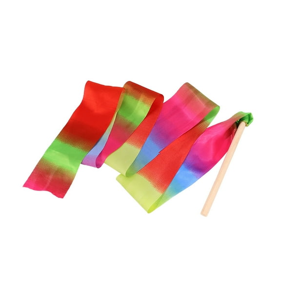 Homoyoyo Gymnastics Dance Ribbon Streamers 1 Pack Multi-Colored Wooden Handle for Training Performance and Rhythmic Gymnastics