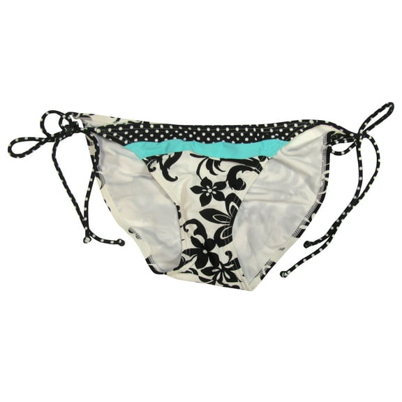 Hula Honey Women's Floral Blue Stripe Tie Side Classic Bikini Swim Bottom