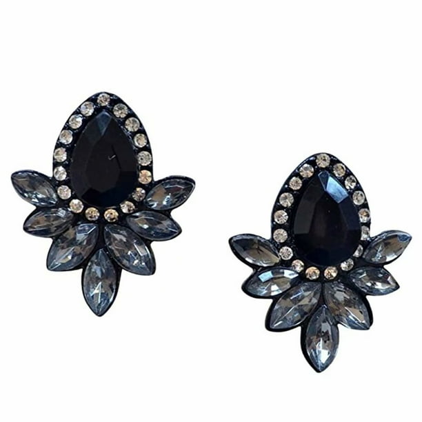 Large black stud deals earrings