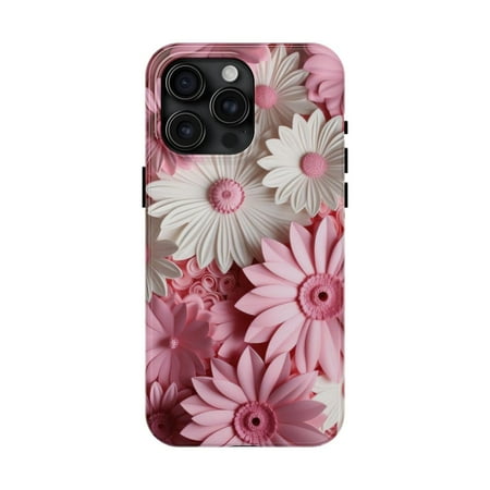 iPhone Tough Case - Flowers Floral Popping 3D Soft Pink Blooming Accessory - iPhone 15 Pro Max