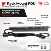 240v PDU وحدة التوزيع الأساسية ( قابل للتثبيت على الرف ) الإدخال: Nema L6-30 موصلات الإخراج: 6 C13