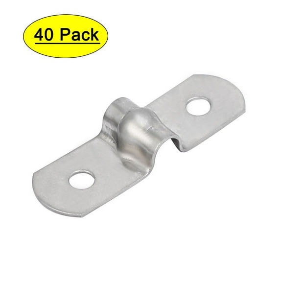 M5 201 Stainless Steel Two Hole Pipe Straps Tension Tube Clip Clamp 40PCS