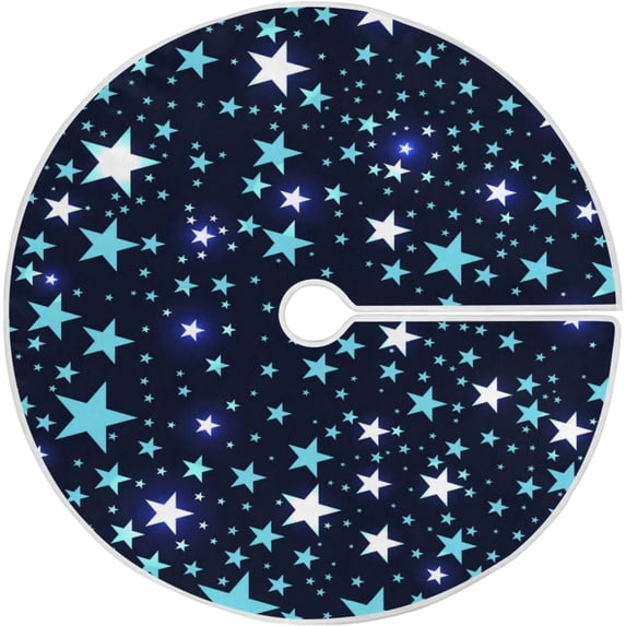FMSHPON Galaxy Star Xmas Christmas Tree Skirt Stand Mat for Holiday Party Decoration Indoor Outdoor 48 inches