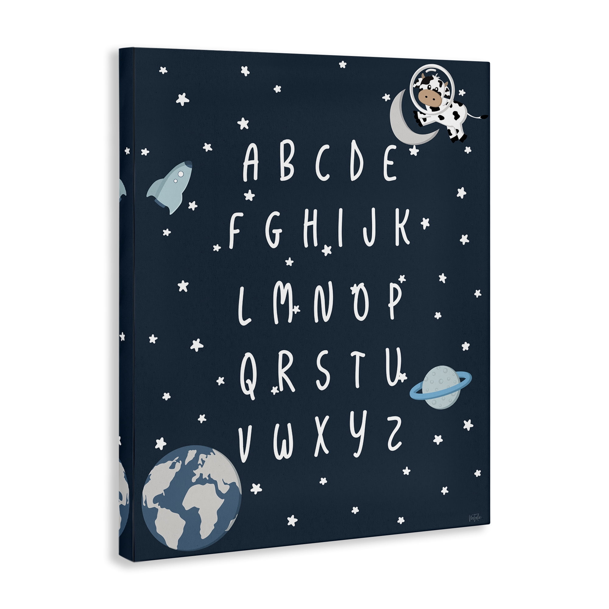 Stupell Industries Outer Space Alphabet Novelty Painting Gallery Wrapped Canvas Art Print Wall Art, 24 x 30