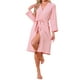 thumbnail image 2 of Batas de algodón INSPIRE CHIC para mujeres, de manga larga, con cuello en V, ropa de descanso suave, bata de baño larga con bolsillos, color rosa claro, 2 of 5