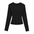 thumbnail image 4 of SELONE Undershirts Long Sleeve Women Crewneck Shirt Tops Soild Tight Bottom Underwear Clothes Black, 4 of 4