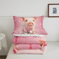 thumbnail image 5 of Pig Comforter Set Pink Sequin Fluid Art Bed Set,Crystal Diamond King Bedding Set,Farm Animals Duvet Insert Country Farmhouse Rustic Home Decor, 5 of 7