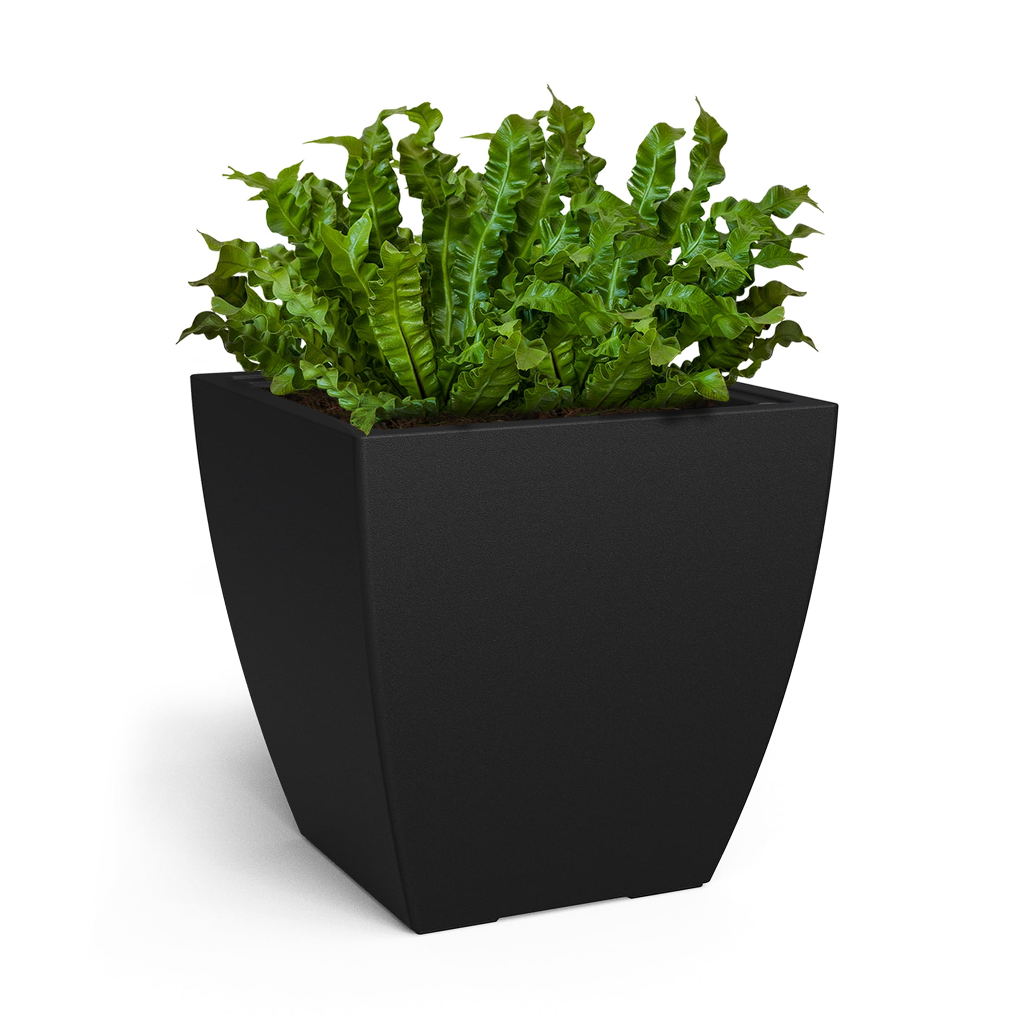 Mayne Kobi 24" x 24" x 24" Square Black Self-Watering Plstic Planter