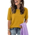 thumbnail image 6 of CIENVNSTG Short Sleeve Tops for Women Knit Crew Neck Solid Color Basic T Shirts Loose Fit Lightweight Breathable Soft Dressy Blouses for Summer Work Daily Outfits XXL, 6 of 7