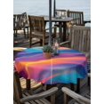 thumbnail image 2 of Outdoor Tablecloth with Umbrella Hole Zipper Orange Blue Pink Moire Round Tablecloth 54" Waterproof Outside Table Cloth Modern Water Ripple Patio Table Cover Tablecloths for Picnic Party, 2 of 8