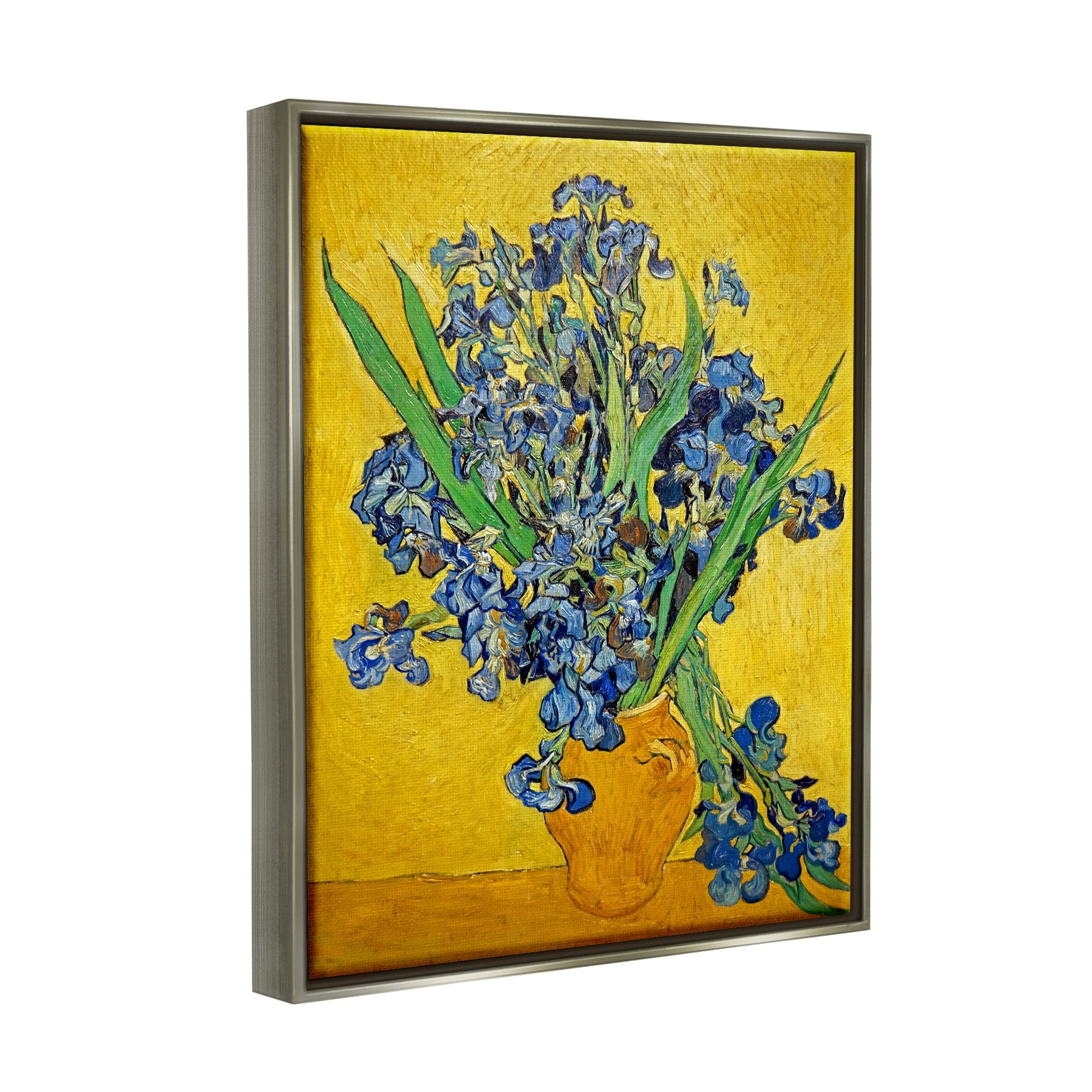 Stupell Industries Vaas met Irissen Vincent van Gogh Iris Flower Painting Painting Luster Gray Floating Framed Canvas Print Wall Art, Design by one1000paintings