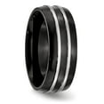 thumbnail image 3 of Auriga Fine Jewelry Stainless Steel 8 mm Black IP-plated Brushed and Polished Band for Women Size 10, 3 of 6