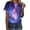 Purple, variant on Spring Tops for Women Galaxy Starry Sky Pattern Round Neck Loose Short Sleeved T Shirts for Women Black