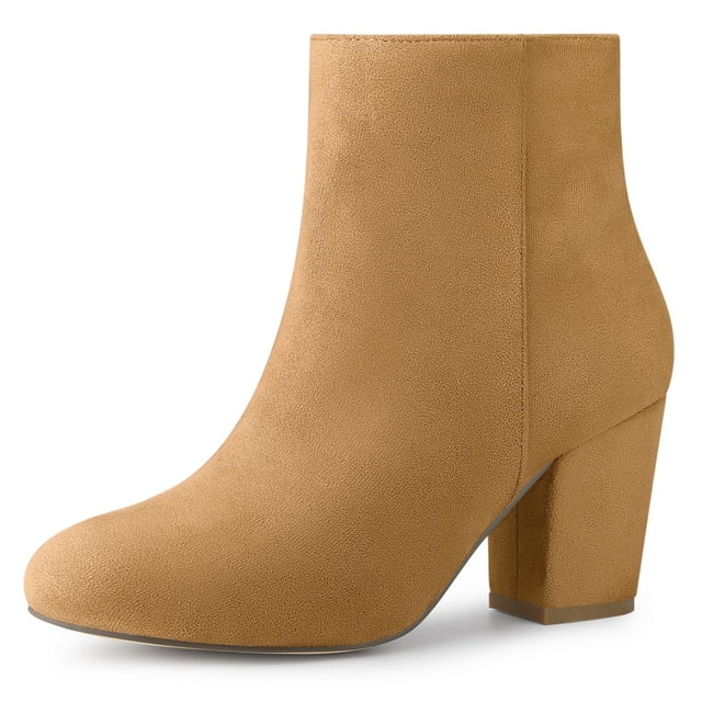 Unique Bargains Bottines à Talon Bloc à Fermeture Éclair Latérale pour Femmes
