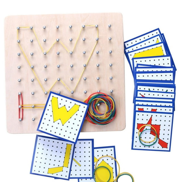 Creativo de Madera Montessori Gráfico Juguete de Matemáticas Rompecabezas Rompecabezas Matrix Stem Tie Nail Boards, para en Edad Preesc 18x18cm Sunnimix Geoplano Montessori