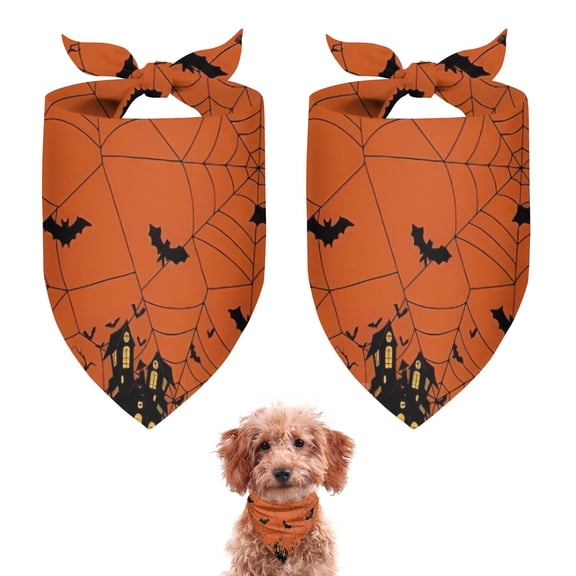 Dog Bandana 2 Pack,Halloween Spider Web and Bats Bandanas for Dogs,Cat Bandana,Small/ Large Dog Bandana 2 Size,Dog Bandanas Girl Boy