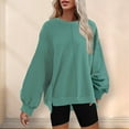 thumbnail image 2 of Besolor Women's Oversized Pullover Sweatshirt Casual Round Neck Long Sleeve Side Slit Fall Winter Tops Blouse, 2 of 6
