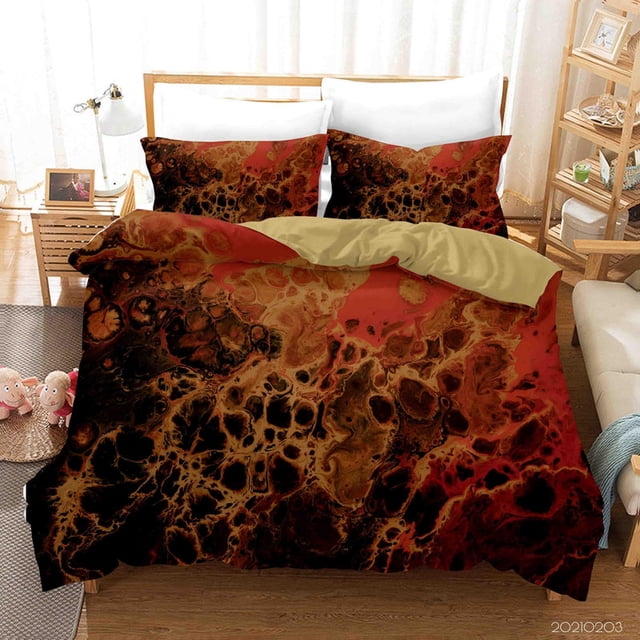 3D Abstract Orange Marble Texture Quilt Cover Set Bedding Set Duvet Cover