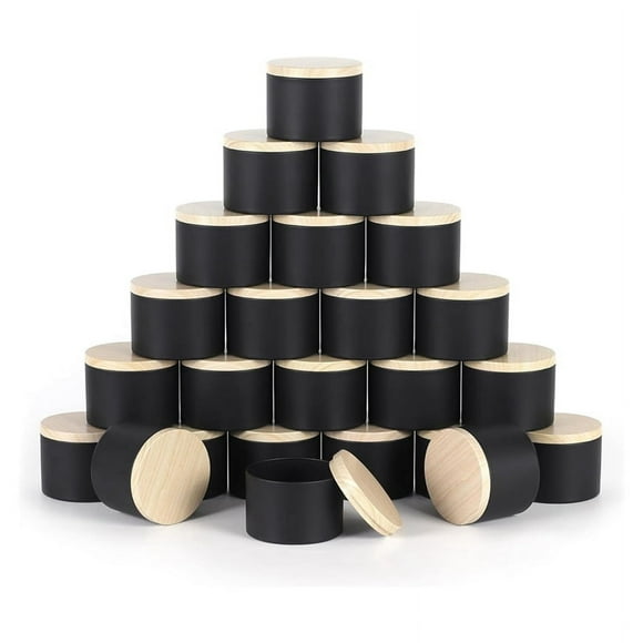 24 Pack 4 Oz Black Candle Tins with Lids, 4Oz Candle Jars for Making Candles Bulk